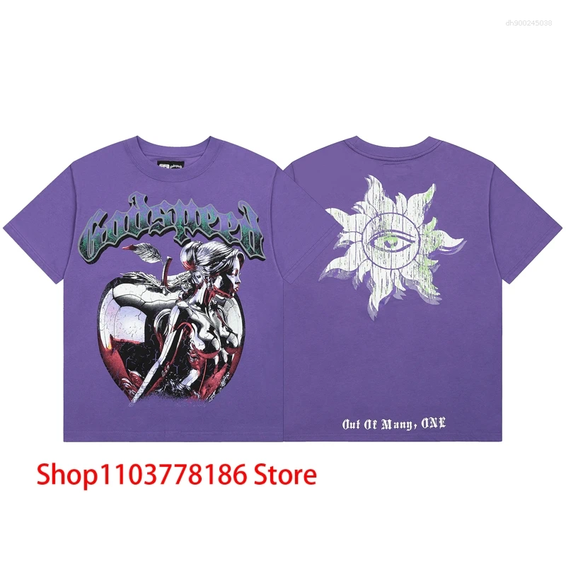Men's T Shirts 2025 T-shirt Women's High Street Loose Casual Wash Water Retro Skull Print Short Sleeve Top Tee