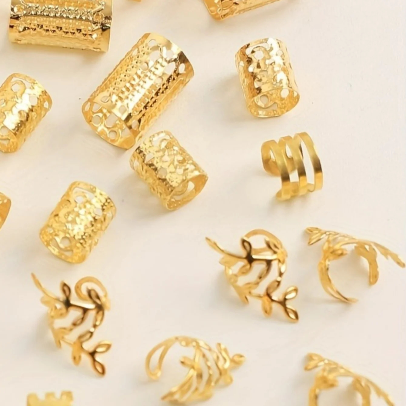 40 piecesset of elegant hollow hair rings with different patterns suitable for girls to DIY accessories local braids 250417