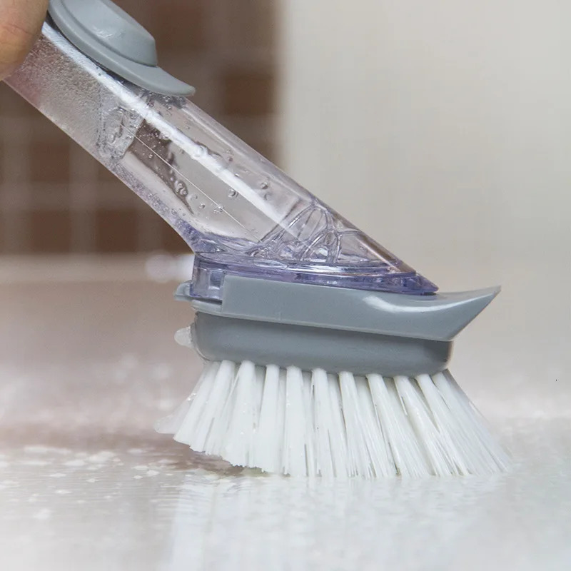 Kitchen cleaning brush 2in1 long handle with detachable sponge dispenser dishwasher kitchen tools 250425