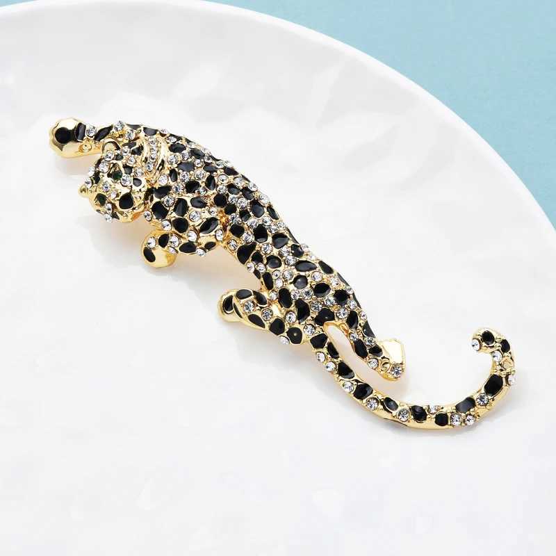 Wulibaby Big Climbing Leopard Brooch Pins For Women And Men Enamel Animal Brooches Winter Luxury Jewelry New Year Gift J251125