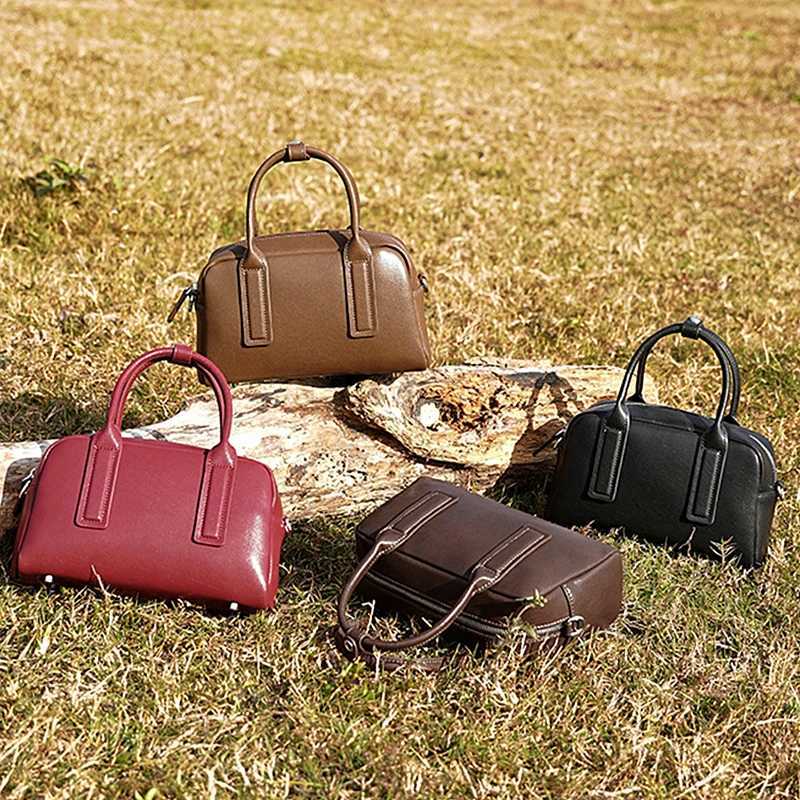 Burminsa Vintage Genuine Leather Pillow Small Shoulder Bags For Women 2025 Luxury Designer Crossbody Purses Tote Ladies Handbags W250421