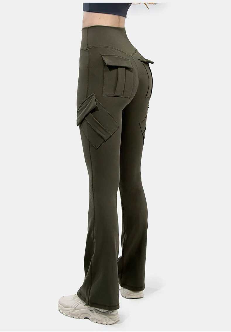 New womens casual boots yoga pants plus size exercise Flare Legging high waisted Duncan pants with pockets sportswearC250425