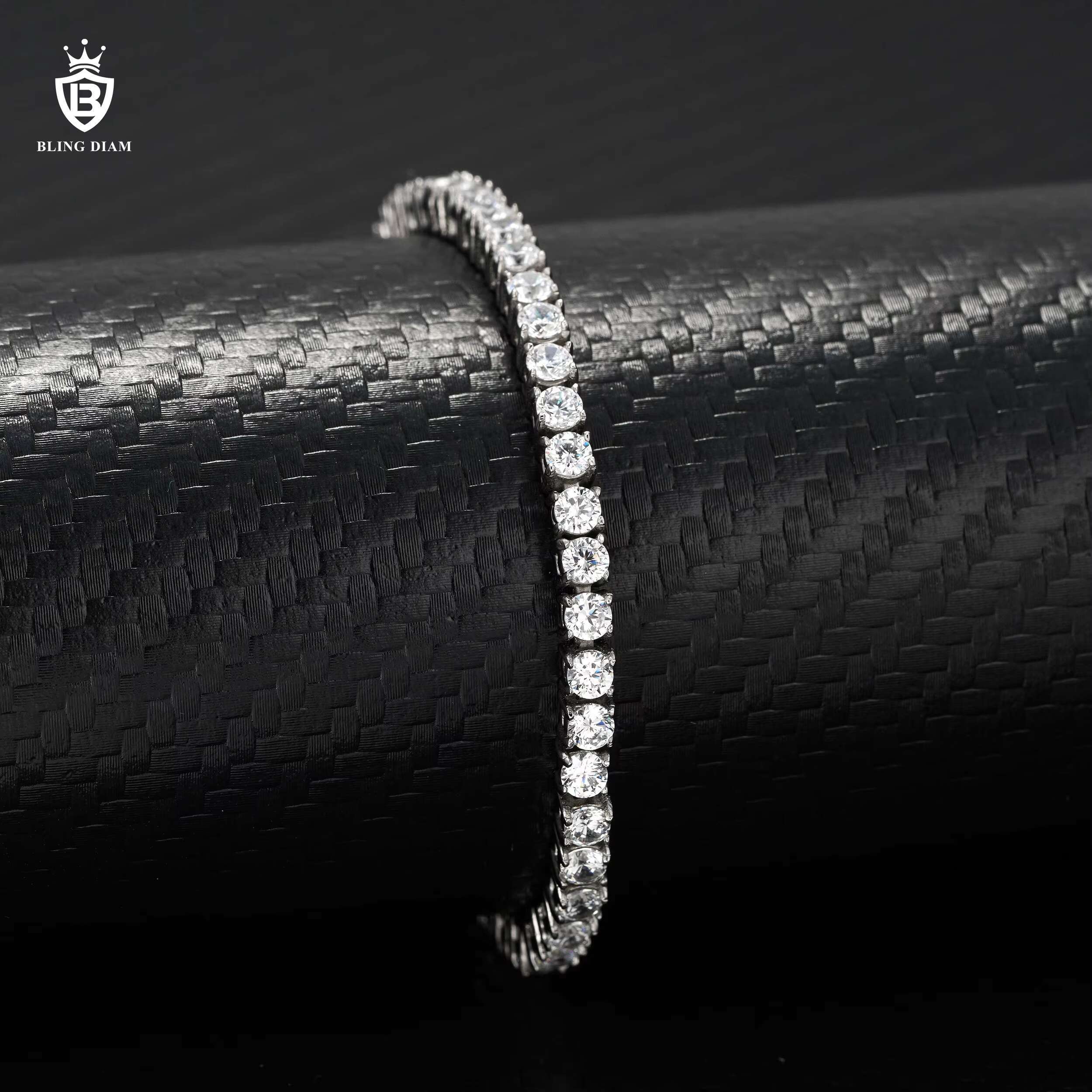 Fashion Jewelry Hip Hop Bling 3mm 316L Stainless Steel Tennis Chain 5A Cubic Moissaniteia Tennis Bracelet