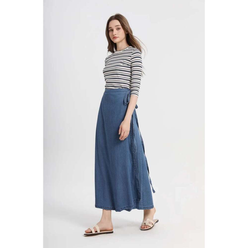 AS 2025 Spring Summer Woman One Pieces Wrap Skirts Adjustable Waist 2Cm Skirt High Quality Linen Lady Wear