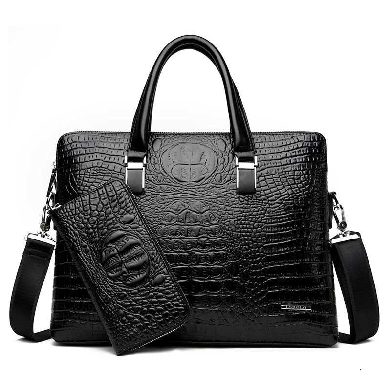 Alligator Briefcase Bag for Man PU Leather Crocodile Tote Handbag Laptop 14 Male Shoulder Business Messenger Crossbody Side BagT251125