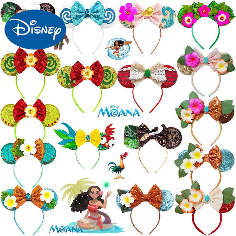 Disney Moana Ears Headbands for Kids Hook Bow Maui Hair Accessories Women Frangipani Flowers Hairband Girl Spiritual Conch Headwear X250425