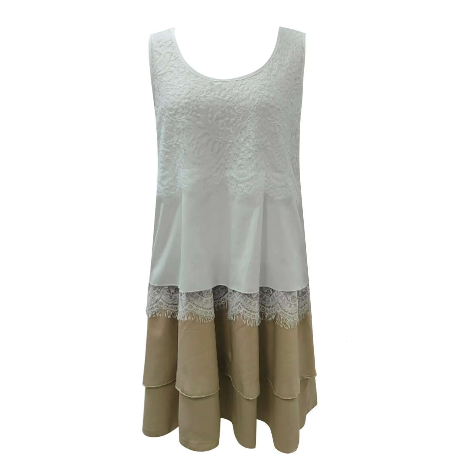 Dongdumaoyi Vintage Women Lace Embroidery Dress Summer Fashion Casual Sleeveless Patchwork Ruffle Mini Lady Harajuku Beach Party