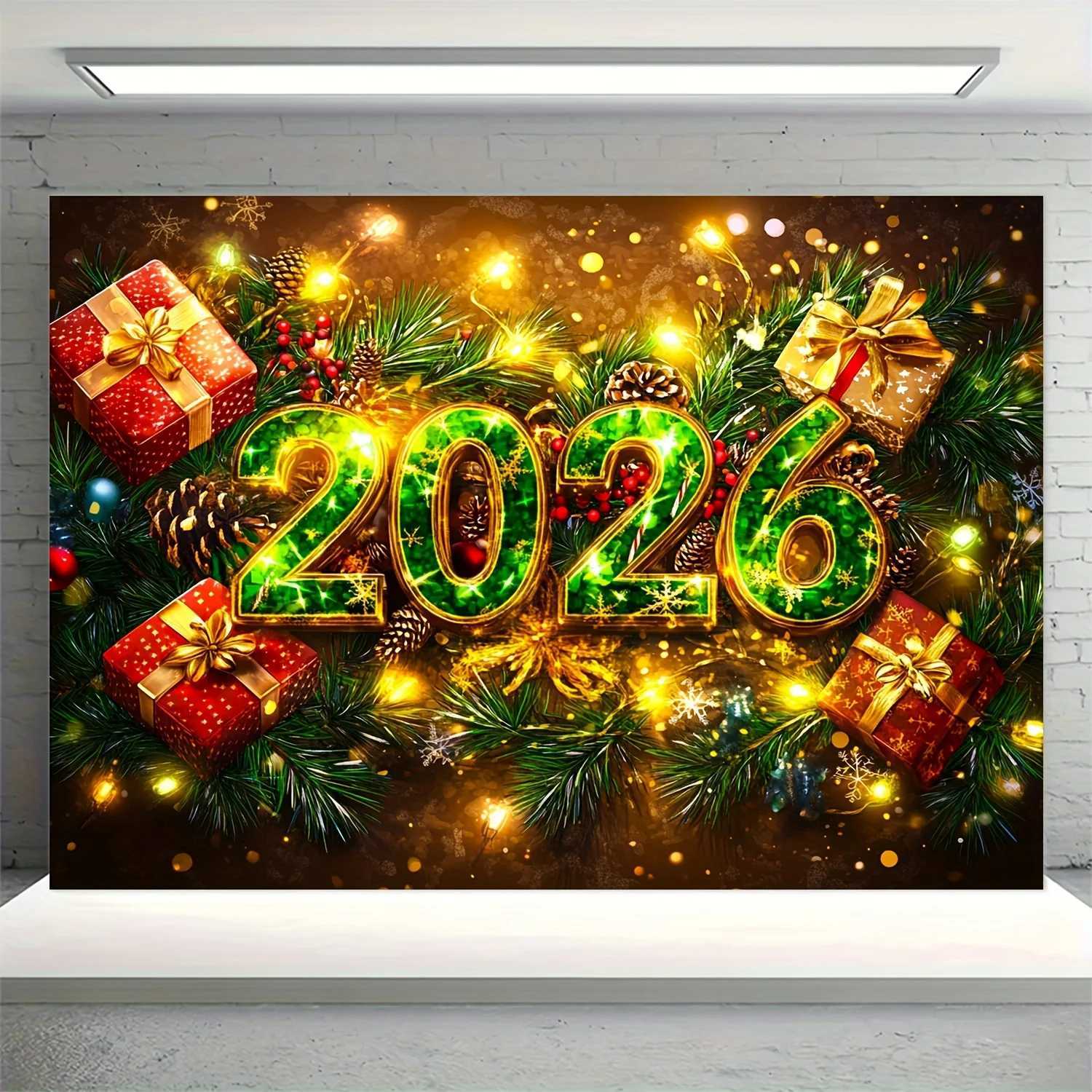 VIKAMA 2026 New Year Christmas Tapestry Pine Branches Berry Living Room Background Wall Festival Room DecorationM251125