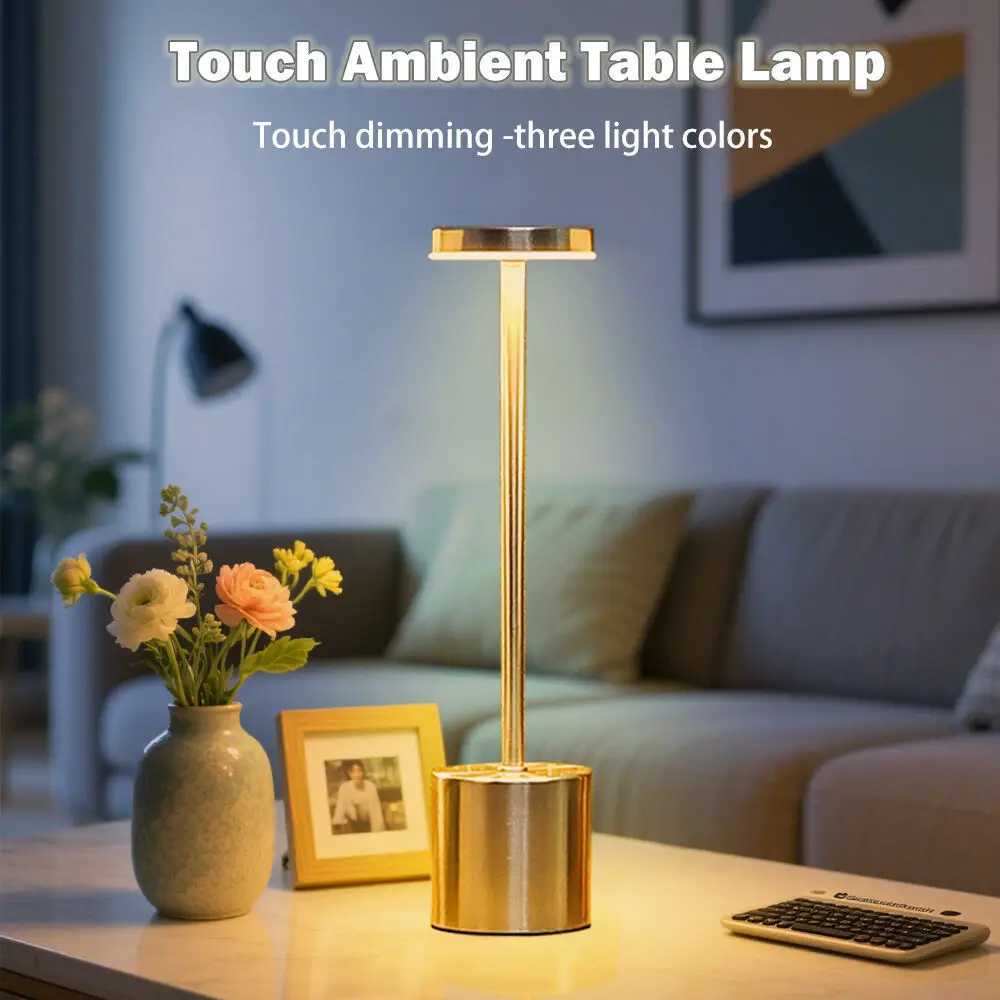 Classic Table Lamp USB Rechargeable Night Light Stepless Dimming Touch Desk Lamp 3 Colors Bedside Lamp Bar Hotel DecorationM251125