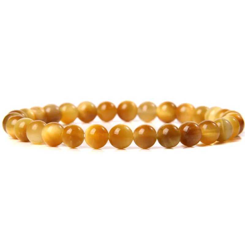 Yellow Citrines Bracelet Natural Stone 6mm Beaded Bracelets For Women Men Tiger Eye Agates Stretch Bangle Healing Reiki Jewelry J251125