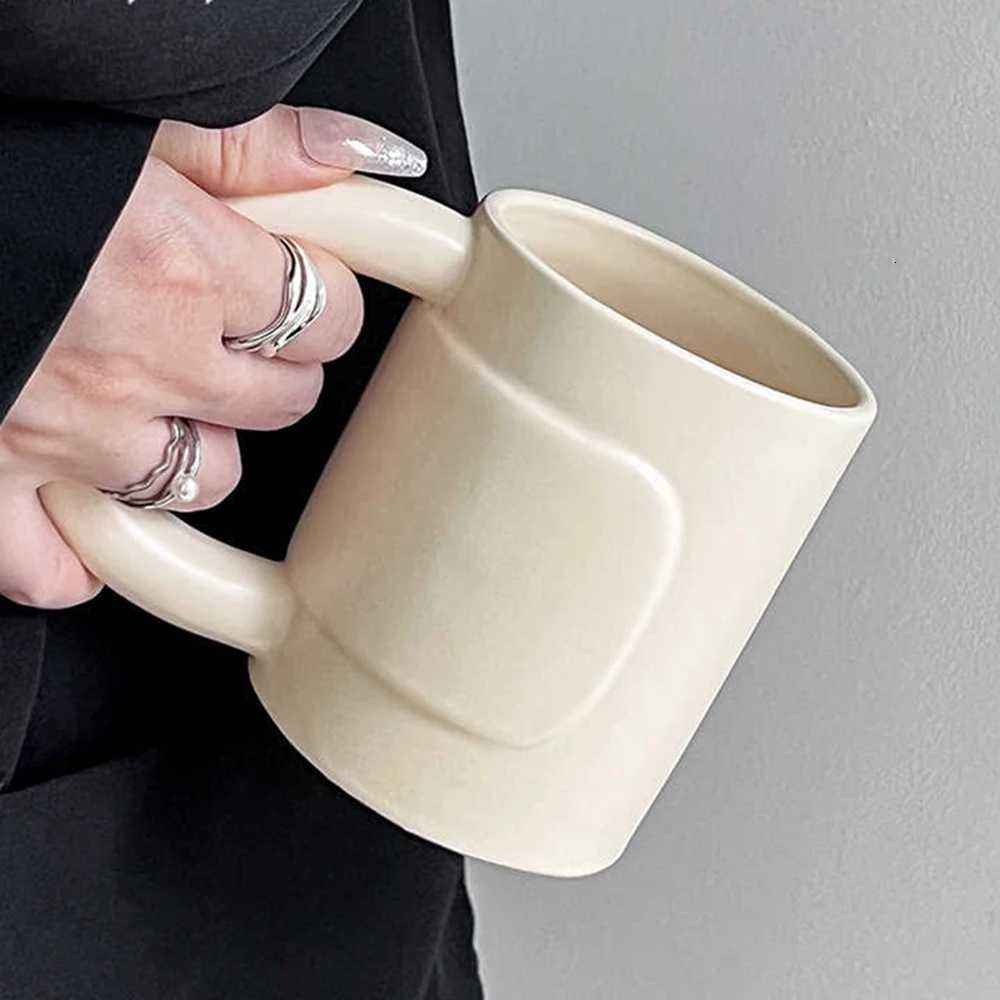 300ml Artistic Solid Color Simple Ceramic Mug Creative Office Design Styling Drinking Cup Female Large Capacity Coffee Milk Mugs Y251125