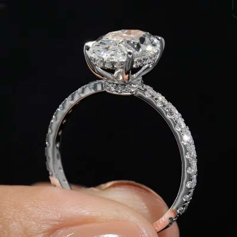 Gia Igi Certified CVD HPHT Lab Grown Diamond 14K/18K Solid Gold Wedding/Engagement Rings with Oval Hidden Halo for Women