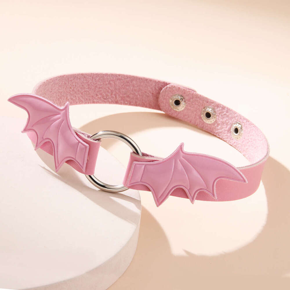 Fashion pink Gothic style vampire series necklace angel wings choker collar for women