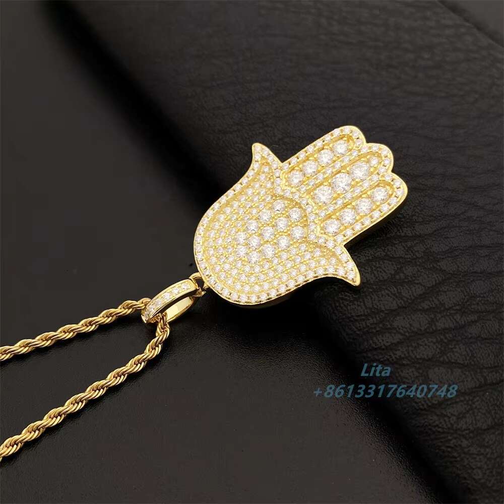 Hot Sale Fashion Gemstone Fine Jewelry Pendants Charms Moissanite Hip Hop Gold Pendants