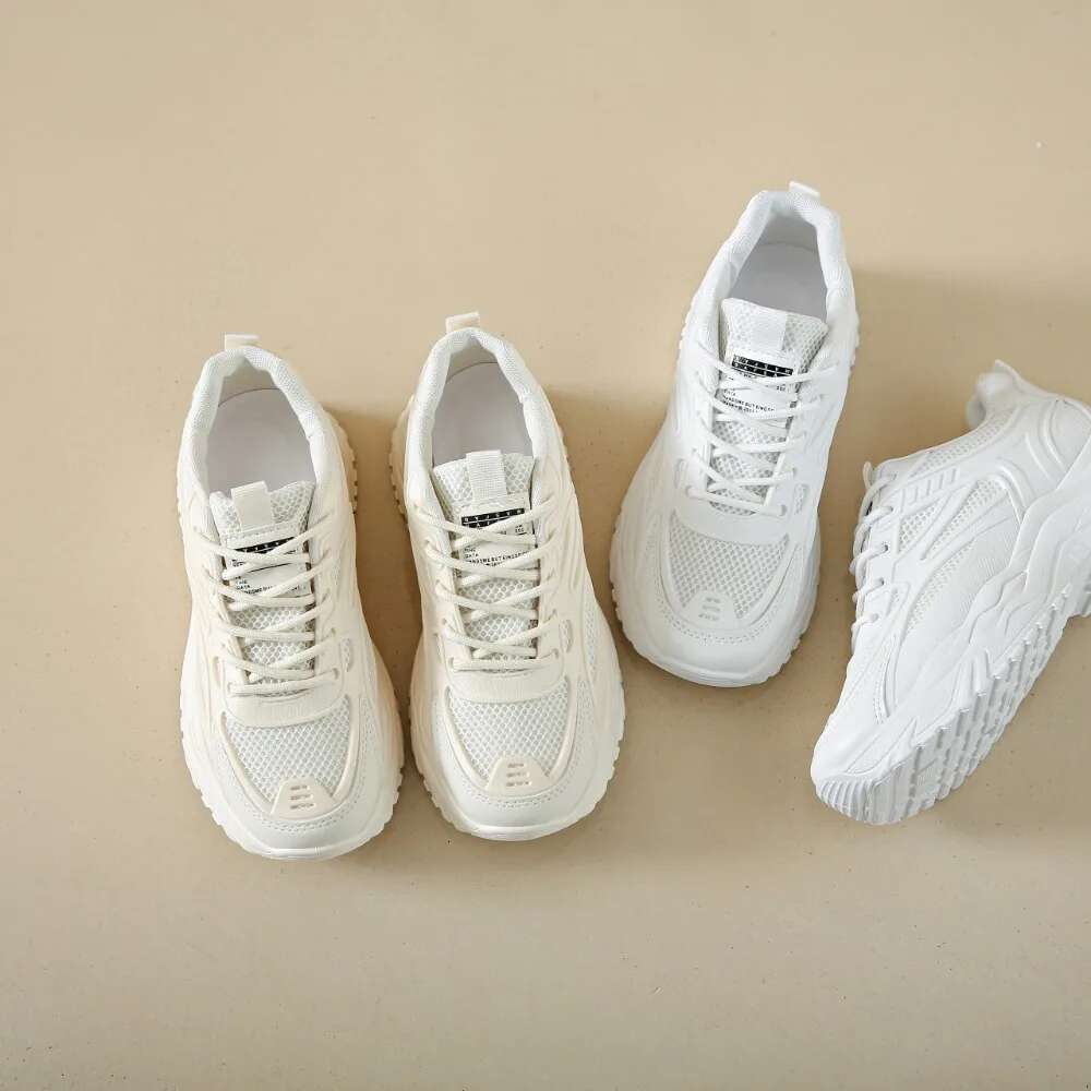 2024 New Casual Round Toe Cross Strap Mesh Shoes Summer Fashion Increased Breathable Comfortable Women Sneakers ddmykukumalu
