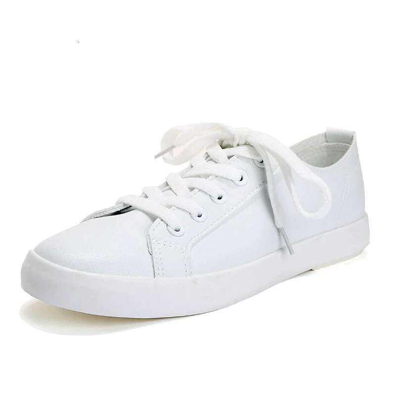 Spring and summer new leather small white ultra-fiber breathable casual men's lace-up flat large size women's shoes