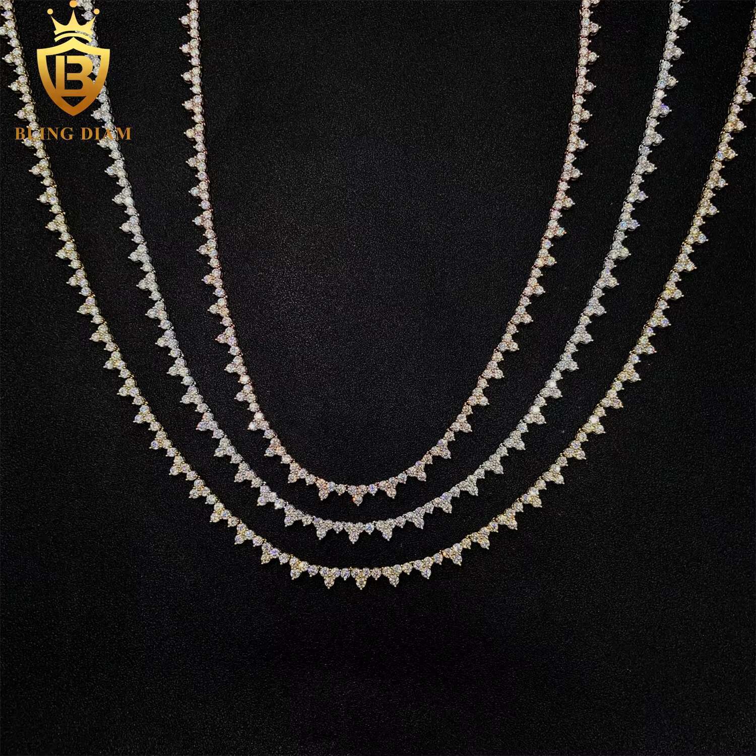 Factory Pass Diamond Tester 2.5mm Custom Necklace 925 Silver Vvs Moissanite Hip Hop Iced Out Tennis Link Chain