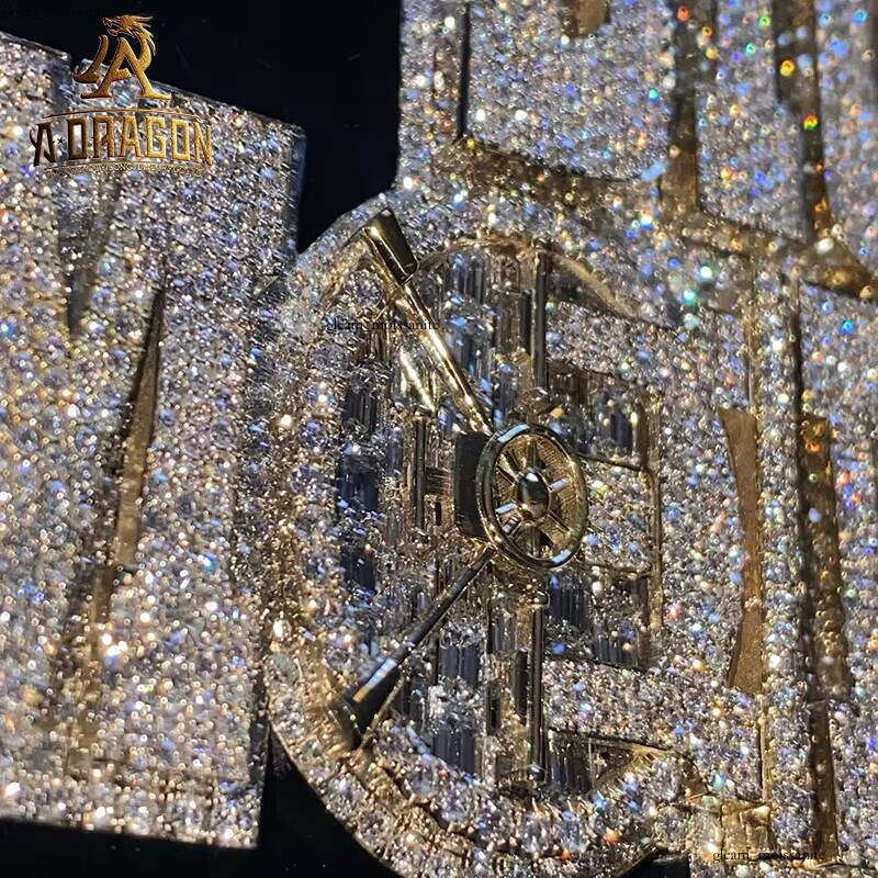 Iced VVS Moissanite Long Stick Coin Design Hip Hop Pendant Men's Cuban Chain