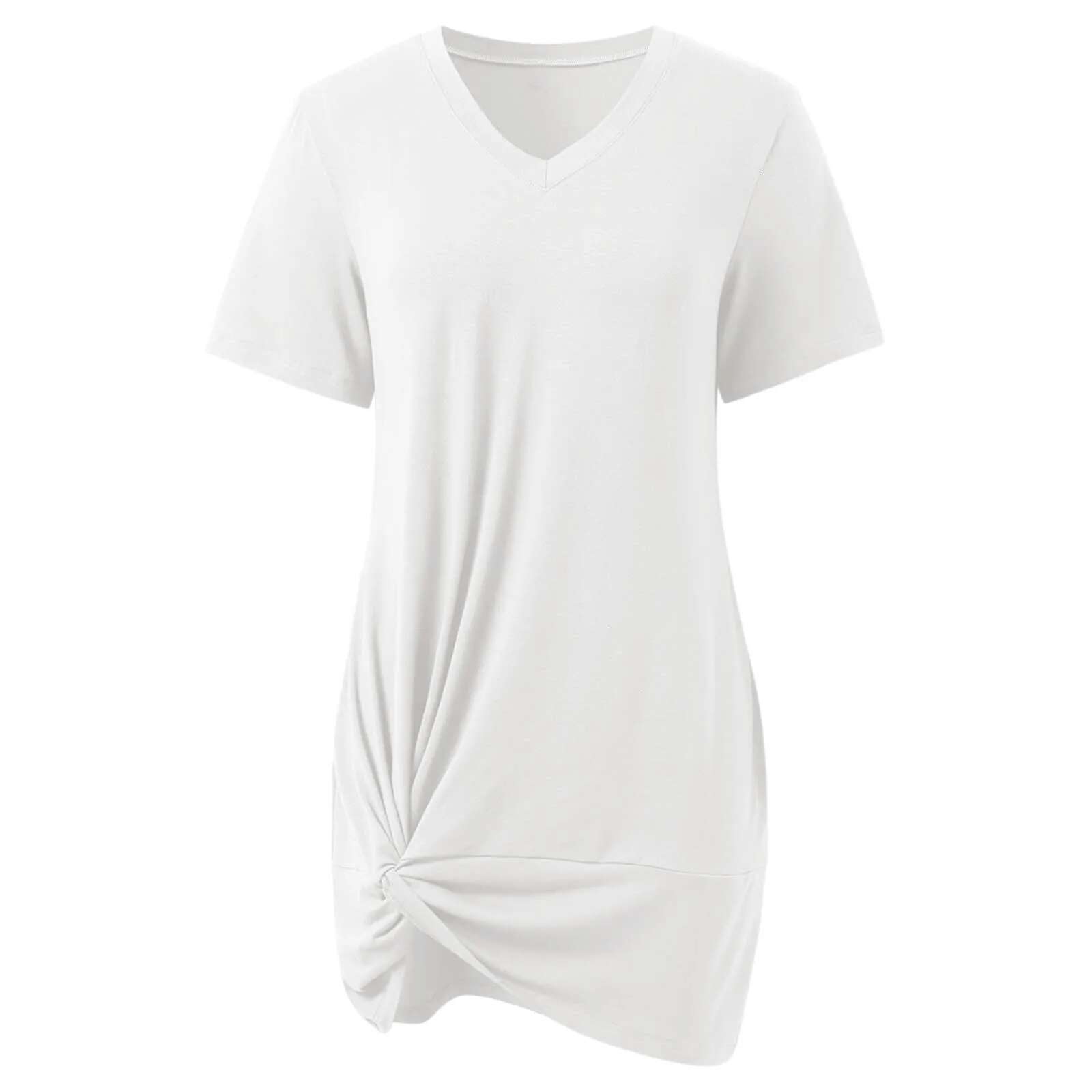 Dongdumaoyi Women S Short Sleeve Soft Dress Summer Fashion Simple V Neck Pullover T Shirt Solid Color Lightweight Casual Beach