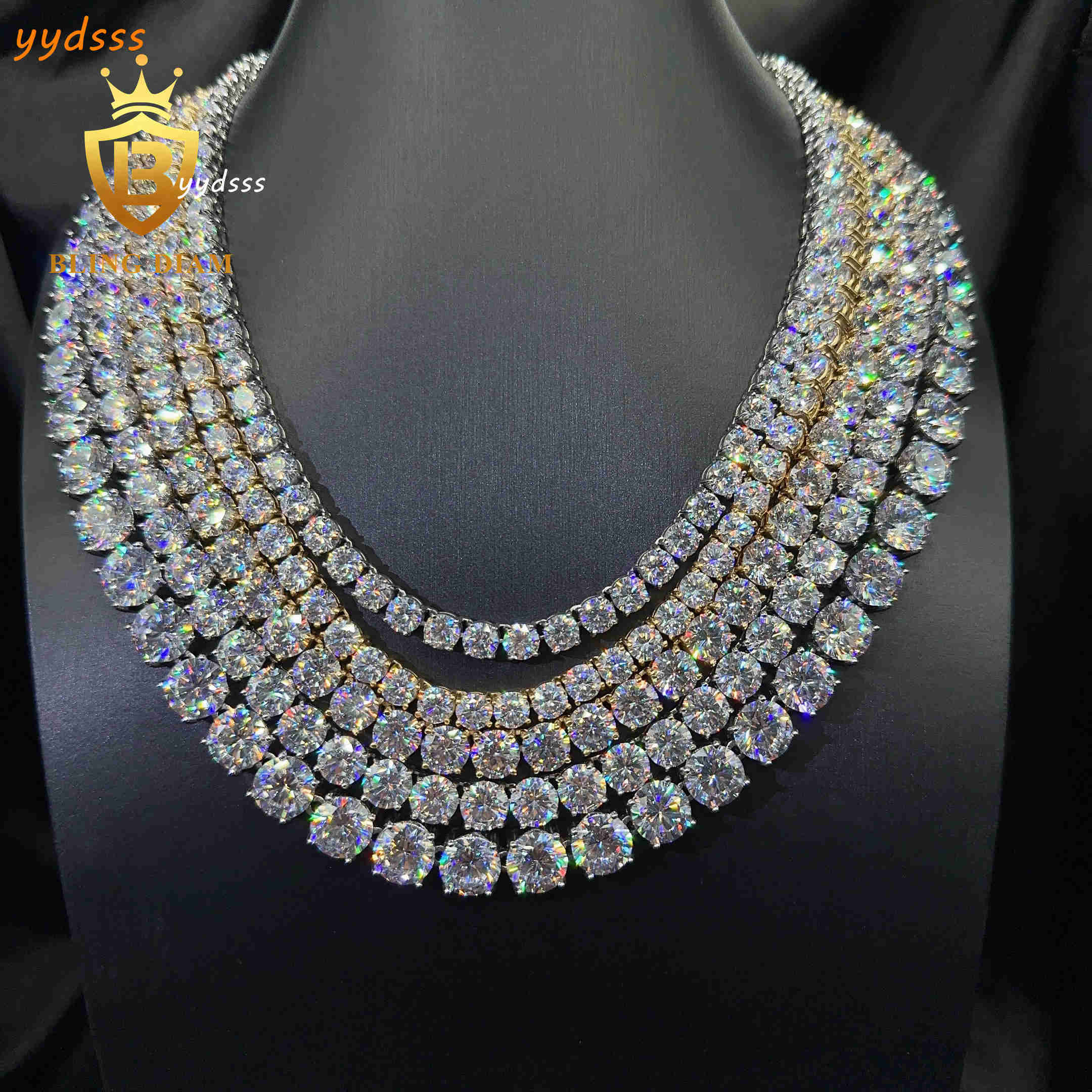 Iced Out Chocker Fashion 6mm 8mm 10mm 316L Stainless Steel Necklace 5A+Moissanite Diamond Hip Hop Tennis Chain