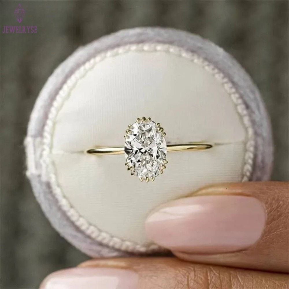 Custom Design Oval Cut 10K Solid Gold Lab Grown Diamond Wedding Rings Fine Jewelry Lab Diamond Gold Engagement Ring