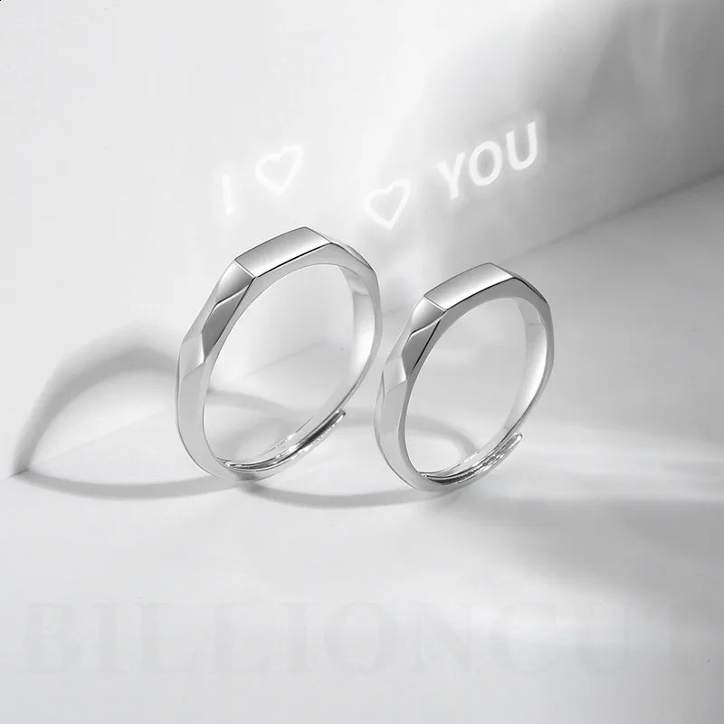 Creative Adjustable Projection Reflective Ring 925 sterling silver couple ring Memories Gift for Lovers Fashion Jewelry 250422