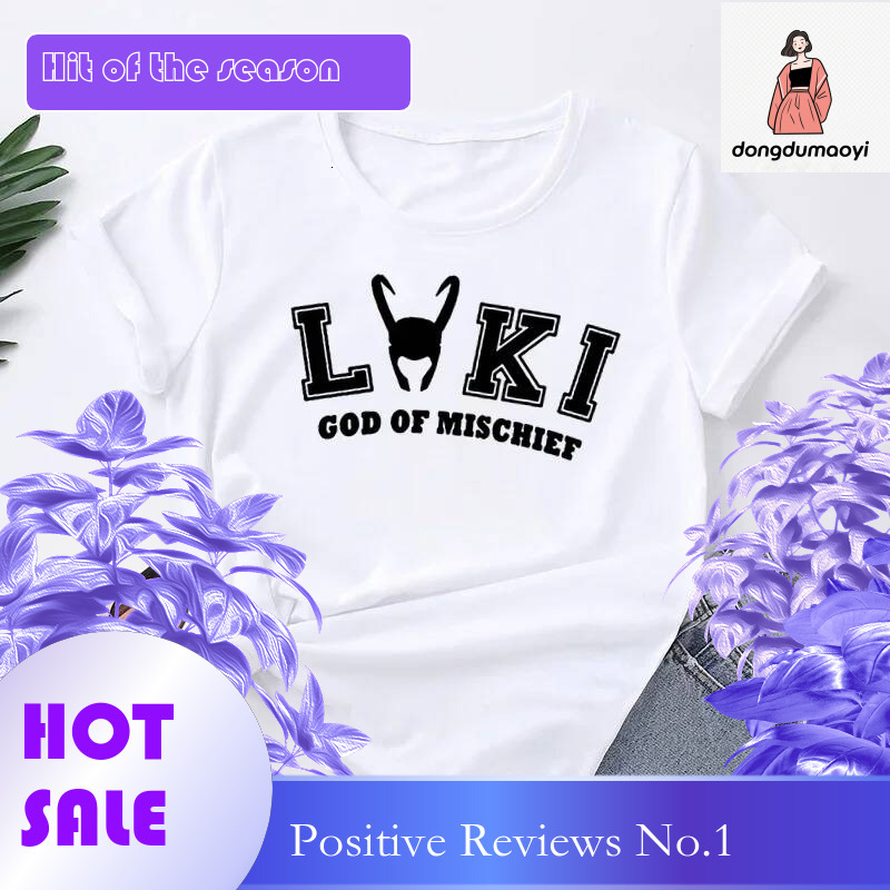 Dongdumaoyi Loki God Of Mischief Women S T Shirt Horned Helmet Superhero Funny TV Series Street Trend Short Sleeve