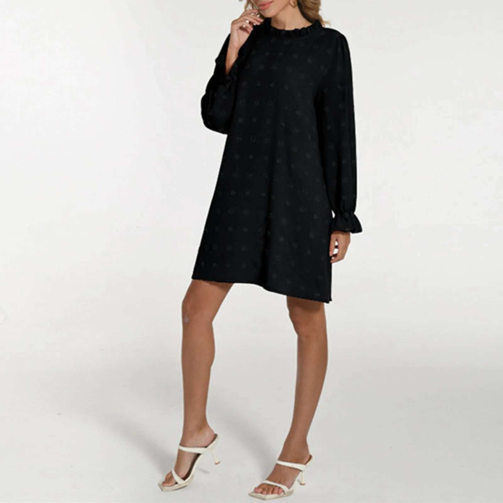 Dongdumaoyi Women Dress Bubble Embroidered Hairball Jacquard Long Sleeve Summer Wedding Guest Casual Mini Dresses For