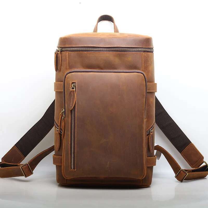 Designer Bag Zency Men's Shoulder Cowhide Large Travel Computer Bag Schoolbag Retro Business Backpack Genuine Leather