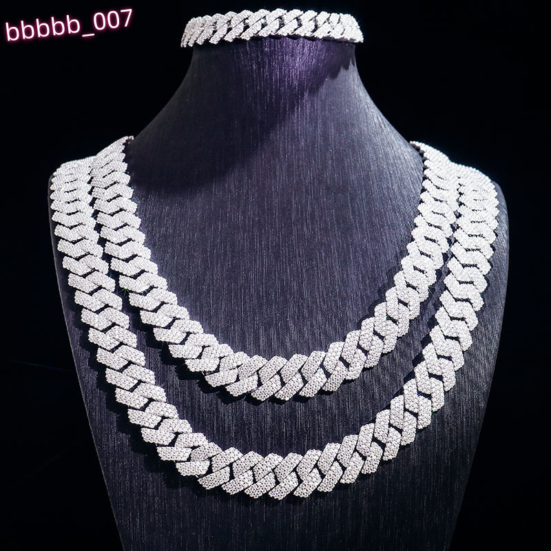 Moissanite Diamond Miami Cuban Link Chain 6~15mm White Gold Real 14K Rose Gold Necklace Bracelet 925 Silver Plated