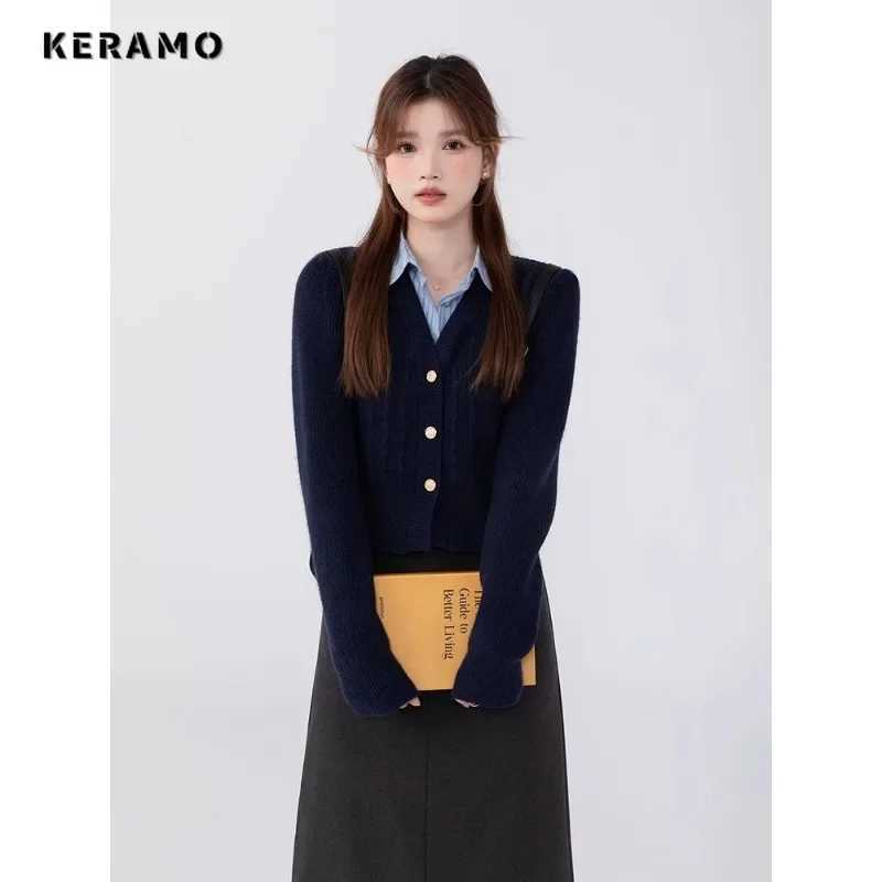 2024 Spring Autumn Preppy Style Badge Embroidery Knitted Cardigan Women Single Breasted Fake Two Pieces Long Sleeve Sweater CoatT251125