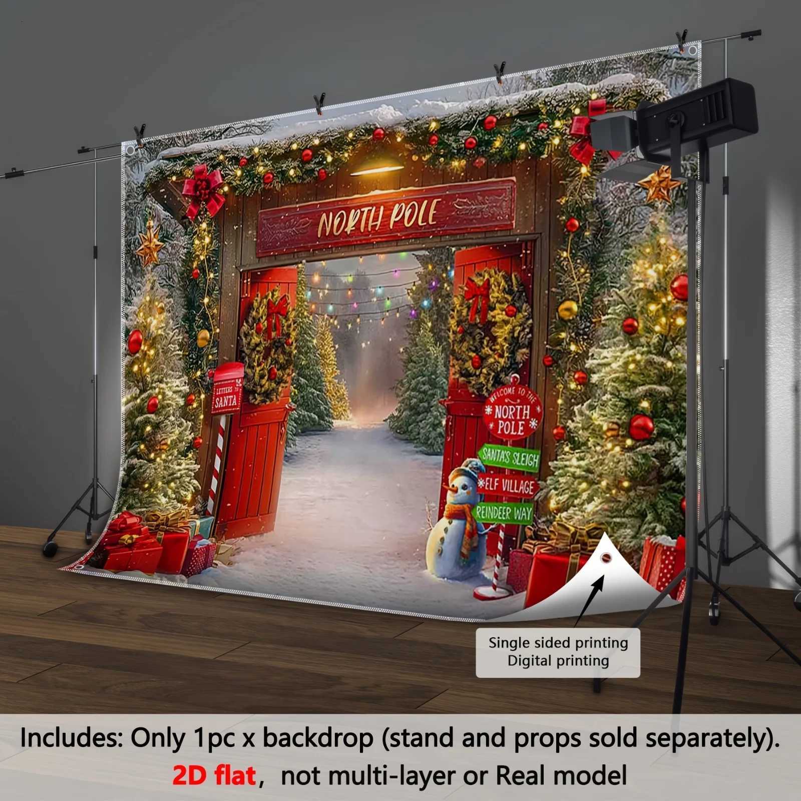 VIKAMA North Pole Red Gate Santa Claus Door Curtain Tapestry Indoor and Outdoor Gifts Room Wall Decoration Party BannerM251125