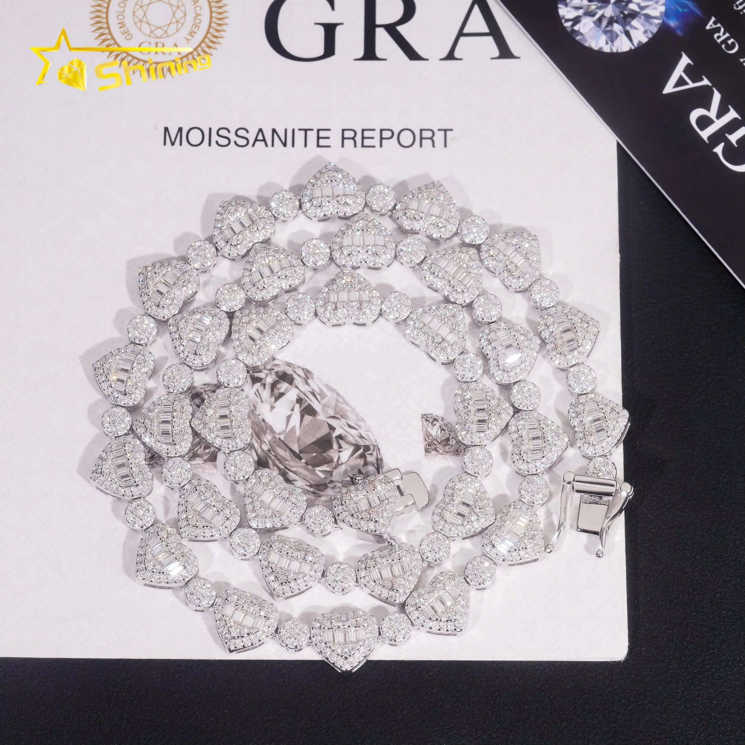 Pass Diamond Tester Silver 925 Gold Plated Hip Hop Jewelry Cuban Link Bracelet Iced Out Custom Heart Tennis Chain Bracelet