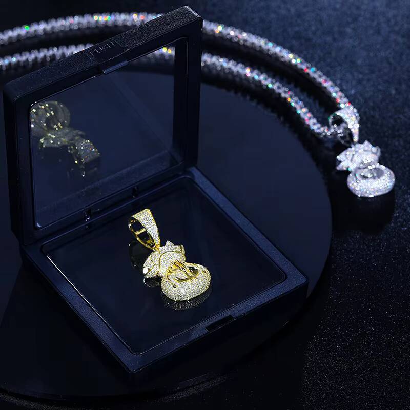 Pass Diamond Tester Punk Style Moissanite Money Bag Pendant 925 Sterling Silver Luxury Dollar Pendant for Party