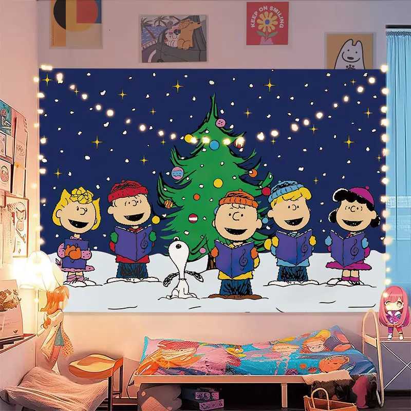 Miniso Christmas Tapestry Wall Hanging Decor Kids Adult Bedroom Dorm Background Cloth Healing Style Party DecorationM251125