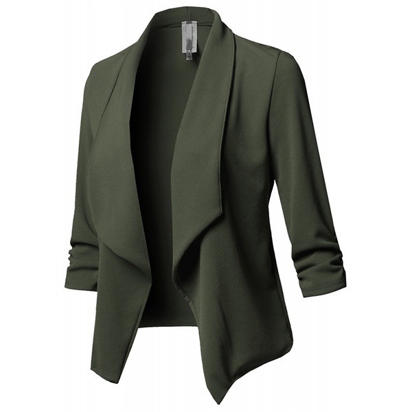 2018 slim fit long sleeved pleated suit collar solid color versatile small suit jacket size 10