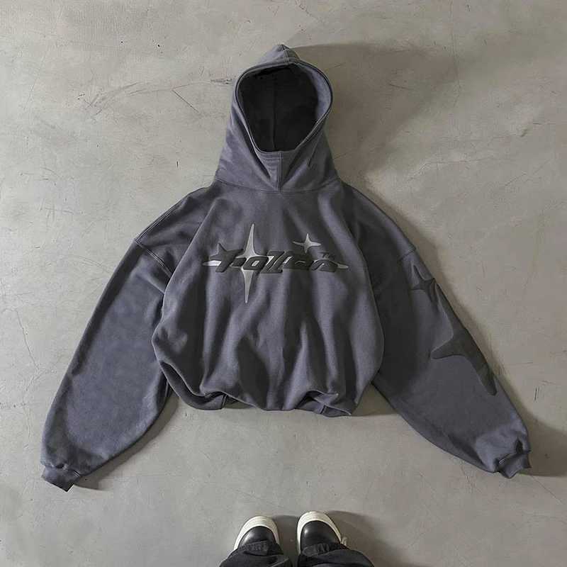 Hip Hop Street Couple Sweatshirt foam Print Hoodie Loose Casual Hoodie Tide Mens Wear M250425