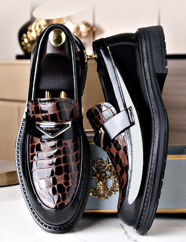 New Design Arrival Men's Business Dress Leather Shoes Outdoor Fashion Thick Bottom Versatile slip-on Size 38-44 Casual Shoes Free Shipping Black 