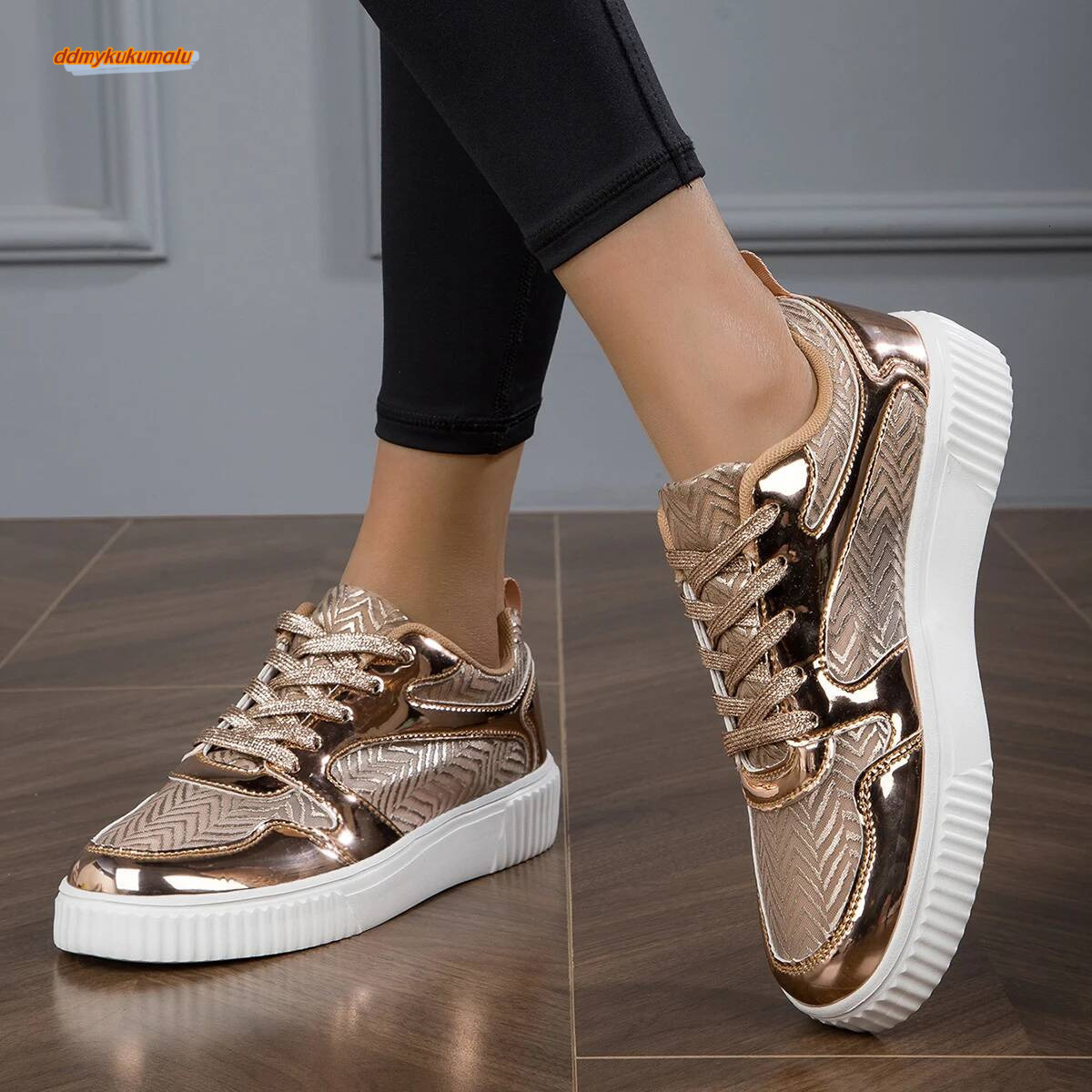 Metal Color Sneakers Casual Vulcanized Sport Fashion White Shoe for Woman Flats Shoes Summer Breathable shoes Women ddmykukumalu