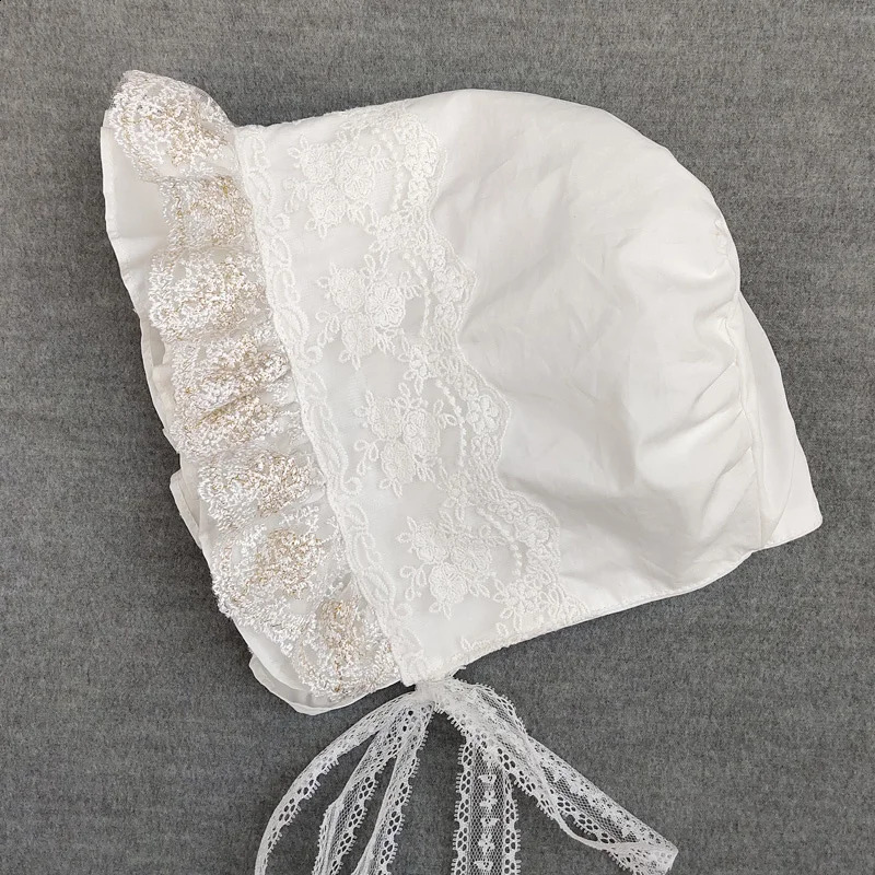 Medieval Vintage Maid Cosplay Pumpkin Cotton Cap Lace-up Adjustable Hat Women Girls Lolita Lace Bonnet Ruffled Hat 250420