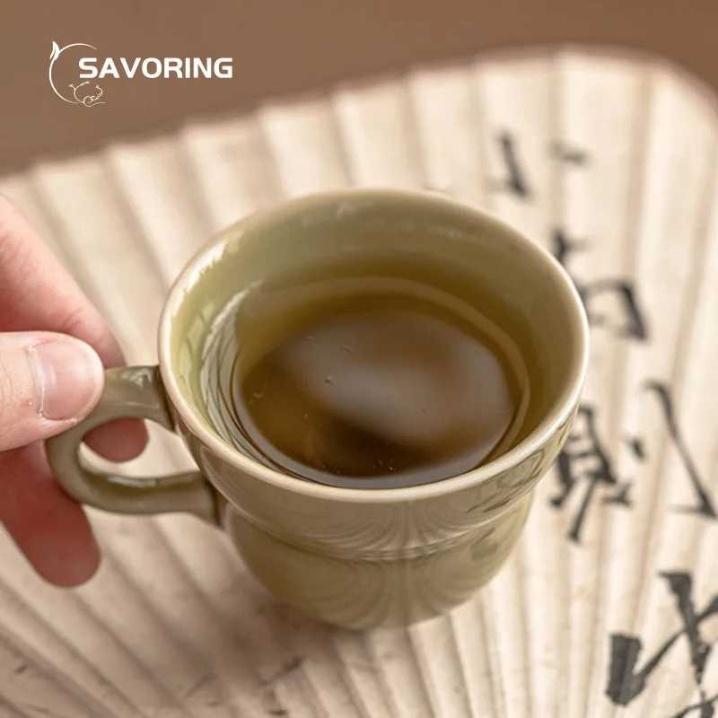 Yaozhou Kiln Tea Cup Puer Tea Mug Green Coffee Cups Teacup Chinese Ceremony Porcelain Gift Jingdezhen Bowl Tool Infusers Ceramic Y251125