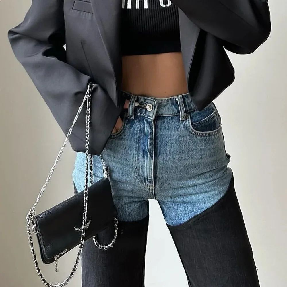 Womens denim pants jeans ultrathin fit high waisted straight Trouser Y2k casual streetwear mom spring 2025 vintage 250417