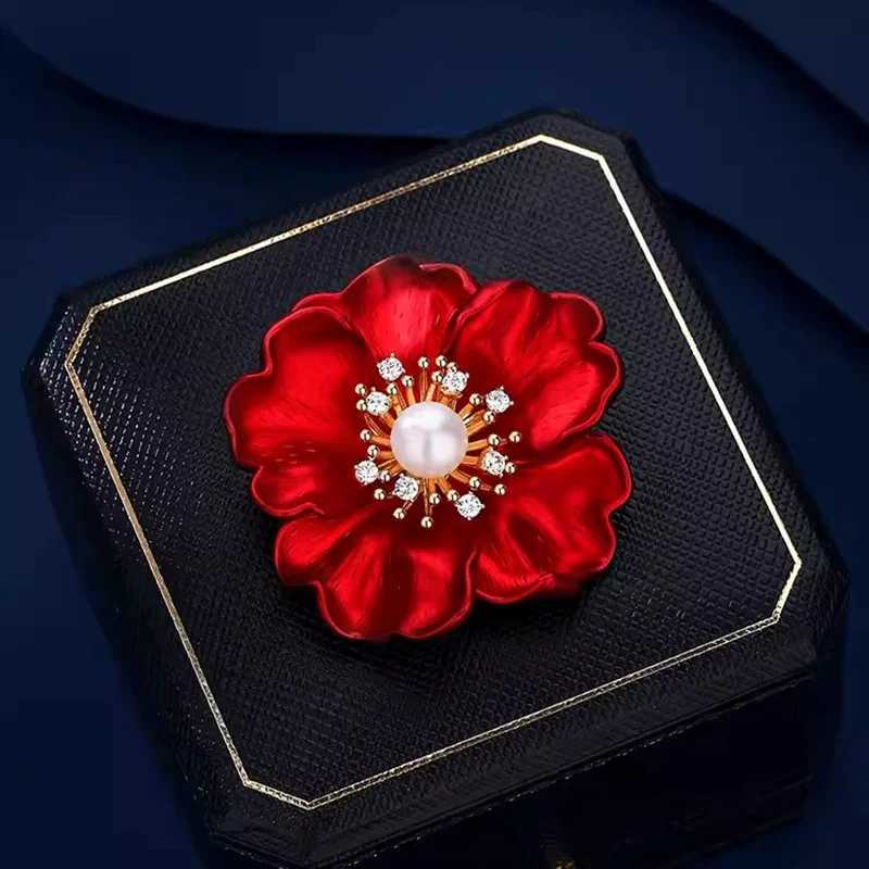 1Pc Beautiful Red Flower Brooch for Men Women Exquisite Flower Plant Brooches Pins Jewelry Trendy Accessories Party Gifts 2025 J251125
