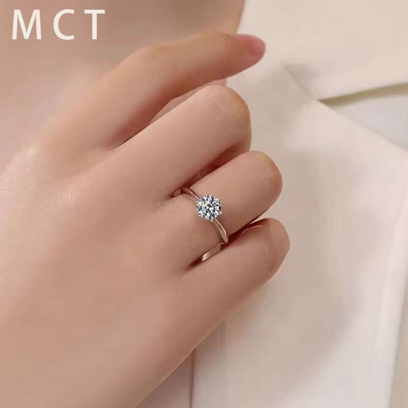 MCT Silver 925 Jewelry GRA Moissanite Grillz Custom Color 2.0ct Diamond Moissanite Ring Silver