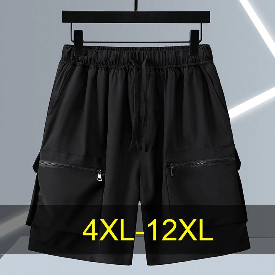 Summer Cargo Shorts Men 12XL Plus Size Shorts Fashion Casual Short Pants Male Summer Elastic Waist Shorts Big Size 12XL 250420