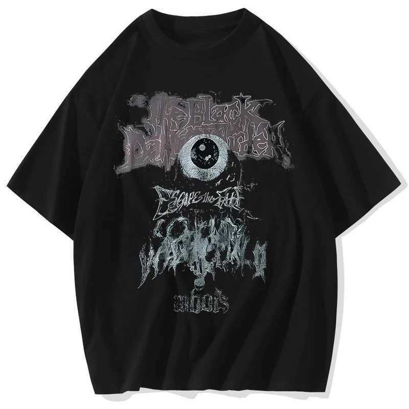Mens T-shirt Hip Hop Dark Street Clothing T-shirt Evil Eye Printed Harajuku Summer Short Sleeve T-shirt Cotton Top T-shirt W250425