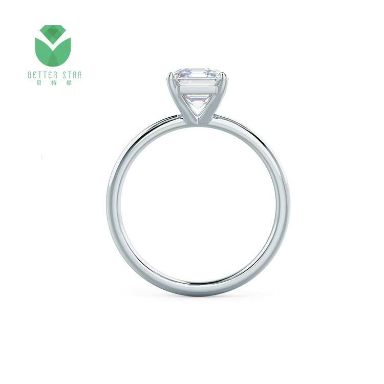 Real AU750 White Gold Lab Grown Diamond Engagement Ring Asscher Lab Created Solitaire Diamond Rings Engagement Diamond Rings
