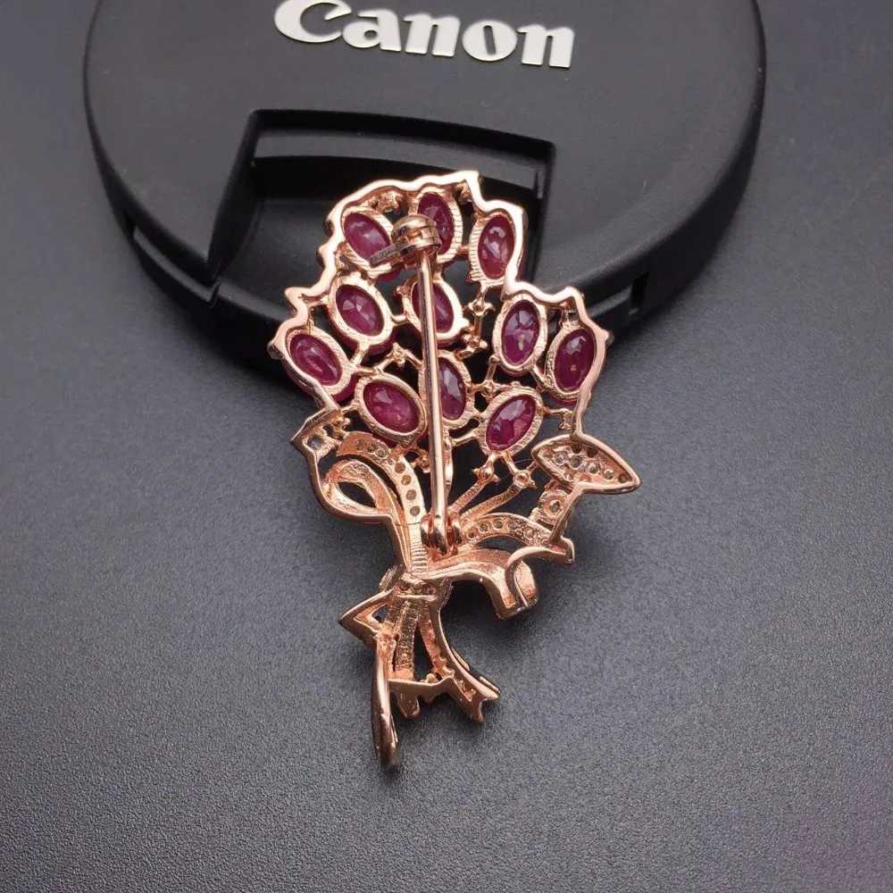 Natural ruby brooch dual-use style can be used as a pendant 925 silver precious ruby natural stone J251125