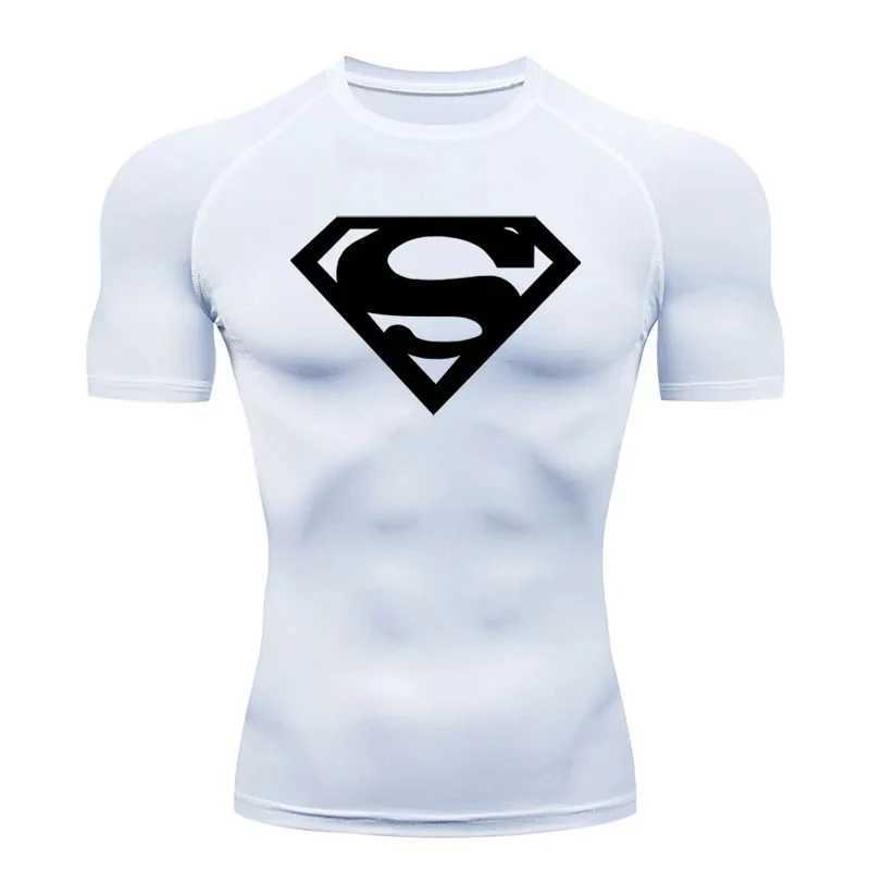 Mens running T-shirt compression sports shirt ultra-thin fast drying breathable jogging sports short sleeved summer casual top W250425