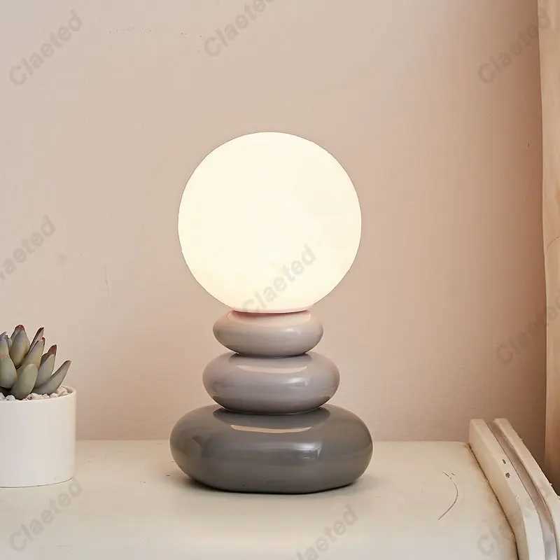 Colorful Stone Table Lamp Bedroom Bedside Lamp Creative Nordic Stacked Stone Shape Living Room Advanced Atmosphere Night LightM251125